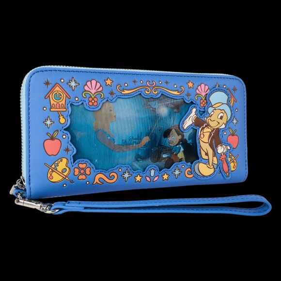 Loungefly Disney Pinocchio Wallet Lenticular Blue Fairy Zip Around Wristlet - Picture 4 of 6